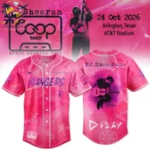 Ed Sheeran x Texas Rangers LOOP Tour 2026 Baseball Jersey 2 Ed Sheeran Loop Tour 2026 custom Rangers baseball jersey in pink