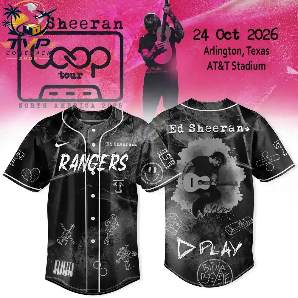 Ed Sheeran x Texas Rangers LOOP Tour 2026 Baseball Jersey Ed Sheeran x Texas Rangers LOOP Tour 2026 Baseball Jersey