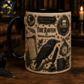 Edgar Allan Poe The Raven literary themed ceramic mug by Tvpcomebackshop