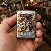 Elvis Presley 90th Anniversary Zippo Lighter 3 Limited edition Elvis Presley 90th anniversary metal lighter held in hand