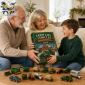 Farm Life Vehicles Advent Calendar 2026 1 Family holding a 2026 farm life vehicles advent calendar by Tvpcomebackshop