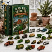 Farm Life Vehicles Advent Calendar 2026 6 2026 Farm Life Vehicles Advent Calendar with miniature agricultural trucks and tractors by Tvpcomebackshop