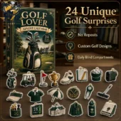 Golf Lover Advent Calendar with 24 custom golf-themed acrylic ornaments from Tvpcomebackshop