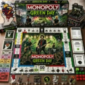 Green Day Collector Edition Monopoly game set with custom tokens and board.