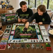Father and son playing Green Day Monopoly Collector Edition from Tvpcomebackshop
