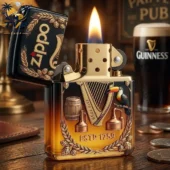 Custom Zippo lighter with Guinness-themed design from Tvpcomebackshop