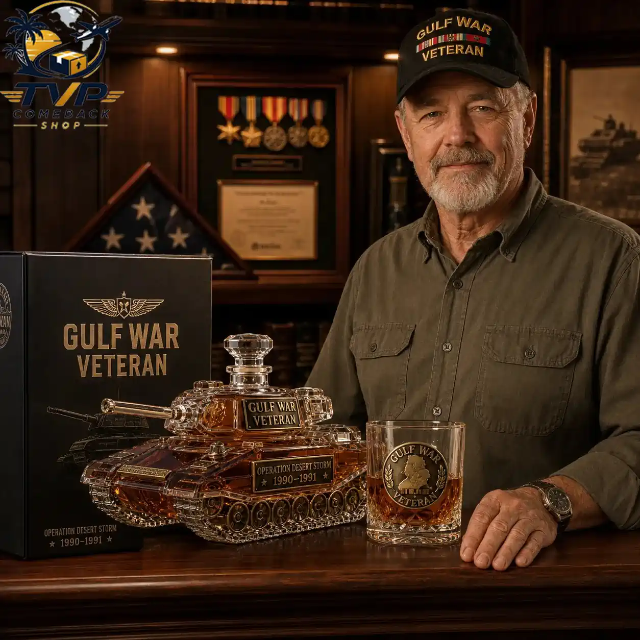 Gulf War Veteran Whiskey Limited Edition Bottle And Glass Set Gulf War Veteran Whiskey Limited Edition Bottle And Glass Set
