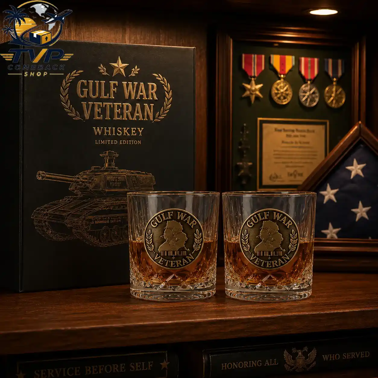 Gulf War Veteran Whiskey Limited Edition Bottle And Glass Set Gulf War Veteran Whiskey Limited Edition Bottle And Glass Set