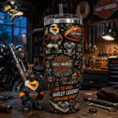 Harley-Davidson themed 3D stainless steel tumbler with matching eagle figurine