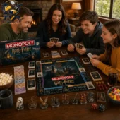Family playing Harry Potter Monopoly Collector Edition board game