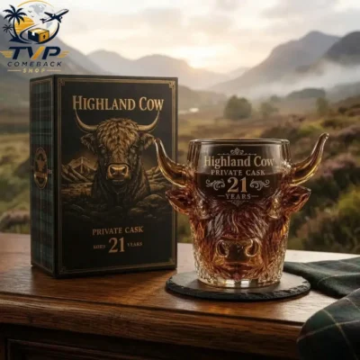 Highland Cow Private Cask 21 Years Collectible Whiskey Glass