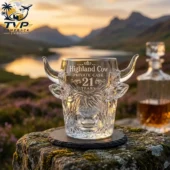 Highland Cow whiskey glass from Tvpcomebackshop