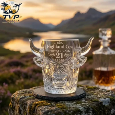 Highland Cow Private Cask 21 Years Collectible Whiskey Glass