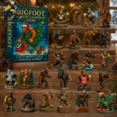 2026 Bigfoot Christmas advent calendar with 24 unique sasquatch miniature figurines
