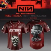 Nine Inch Nails Peel It Back tour baseball jersey featuring custom NIN and Astros graphics