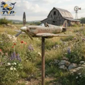 Iron Maiden themed Spitfire airplane garden spinner outdoor decor