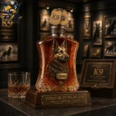 K9 Guardian Collection limited edition whiskey decanter on display by Tvpcomebackshop
