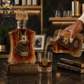 K9 German Shepherd Forever By Your Side Whiskey Bottle 2 Custom K9 German Shepherd liquor decanter set pouring whiskey into a glass