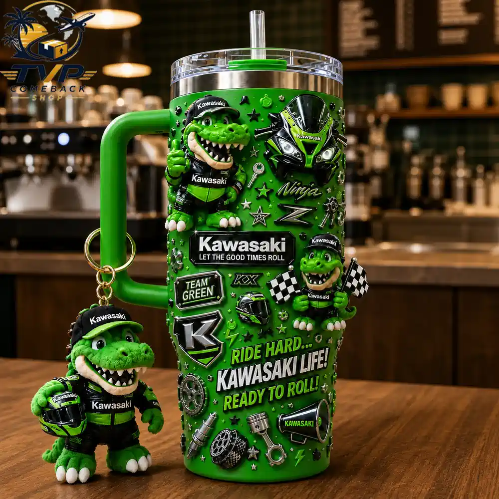 Kawasaki Ninja Team Green Ride Hard Kawasaki Life Tumbler with Handle 2026 Kawasaki Ninja Team Green Ride Hard Kawasaki Life Tumbler with Handle 2026