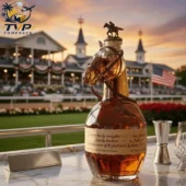 Horse-shaped bourbon decanter with Tvpcomebackshop branding