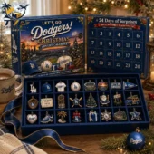 La Dodgers Baseball Christmas Advent Calendar 2026 1 Los Angeles Dodgers holiday countdown calendar with team-themed ornaments