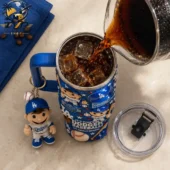 Los Angeles Dodgers Its Time For Dodger Baseball Dodger Stadium Game Day Ready Tumbler with Handle 2 Los Angeles Dodgers theme tumbler with keychain