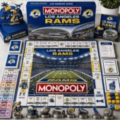 Los Angeles Rams Collector Edition Monopoly Board Game 1 Los Angeles Rams Collector Edition Monopoly game set with themed pieces and board from Tvpcomebackshop