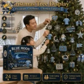 Manchester City Blue Moon Christmas Advent Calendar 2026 1 Father and daughter decorating a Christmas tree with Manchester City FC themed ornaments from Tvpcomebackshop
