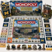Michigan Wolverines Monopoly board game set with tokens and money