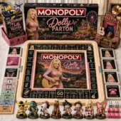 Monopoly Anime x Dolly Parton Collector's Edition Board Game 1 Dolly Parton Collector Edition Monopoly game set with board, custom pieces, and cards available at Tvpcomebackshop.