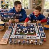 Monopoly Buffalo Bills x Boo Collector Edition Board Game 3 Father and son playing Buffalo Bills Collector Edition Monopoly game from Tvpcomebackshop