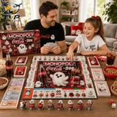 Monopoly Coca-Cola x Boo Collector Edition Board Game 3 Father and daughter playing Coca-Cola x B99 Monopoly board game