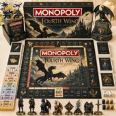Fourth Wing Collector Edition Monopoly board game set with dragon figurines