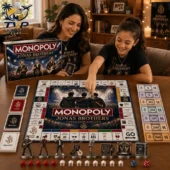 Monopoly Jonas Brothers Collector's Edition Board Game 3 Jonas Brothers Monopoly Collector Edition game played by a mother and daughter