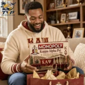 Monopoly Kappa Alpha Psi Collector Edition Board Game 2026 3 Man holding a Kappa Alpha Psi Monopoly Collector Edition game board box