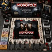 The Vampire Diaries Collector Edition Monopoly board game layout with pieces and cards