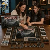 Two women playing The Witcher Collector Edition Monopoly board game from Tvpcomebackshop