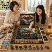 Monopoly Vikings Collector Edition Board Game 3 Two women playing Monopoly Vikings Collector Edition at a table.
