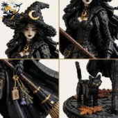 Intricate gothic witch brick building set with black cat from Tvpcomebackshop