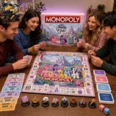 Group of friends playing My Little Pony Monopoly Collector Edition