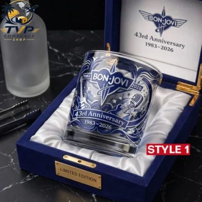 New 2026 Bon Jovi 43rd Anniversary Commomerative Edition Whiskey Glass New 2026 Bon Jovi 43rd Anniversary Commomerative Edition Whiskey Glass