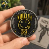 Nirvana 39th Anniversary 1987-2026 Collectible Coin 2 Hand holding a Nirvana 39th anniversary collector coin from Tvpcomebackshop