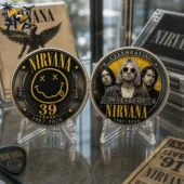 Nirvana 39th Anniversary 1987-2026 Collectible Coin 3 Two commemorative Nirvana 39th anniversary coins displayed on stands from Tvpcomebackshop