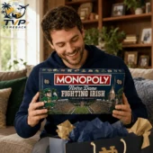 Notre Dame Fighting Irish Collector's Edition Monopoly Board Game 2026 1 Man holding Notre Dame Fighting Irish Collector Edition Monopoly game