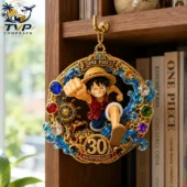 Luffy One Piece 30th Anniversary gold-toned hanging wall decor