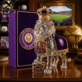 Crystal Orlando City Lions collectible statue with crown and velvet mantle