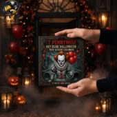 Pennywise 2026 Halloween advent calendar held in hands.