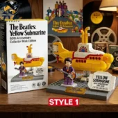 Pick Your Legend Rock Band Music Collector's Brick Set Series 1 The Beatles Yellow Submarine 60th Anniversary Collector Brick Edition set with display model and musician figurine.