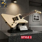 Pick Your Legend Rock Band Music Collector's Brick Set Series 2 Cream-colored brick-built electric guitar display model by Tvpcomebackshop