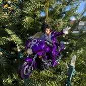 Prince Purple Rain Waving Motorcycle Christmas Ornament 1 Prince Purple Rain motorcycle Christmas ornament